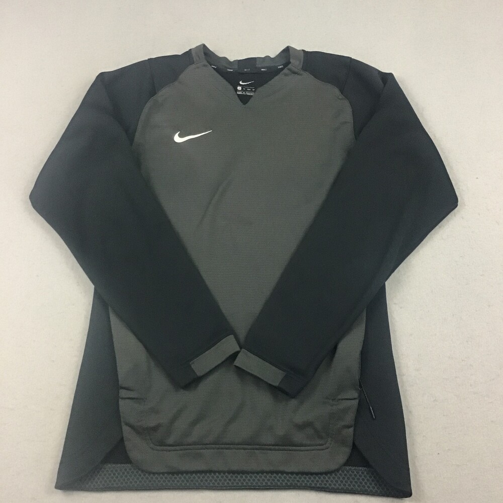 Nike Sweater Men Extra Small Gray Black Long Sleeve Baseball Pullover  V-Neck XS
